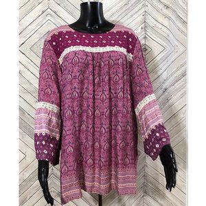 weekend suzanne betro 2X boho floral paisley tunic